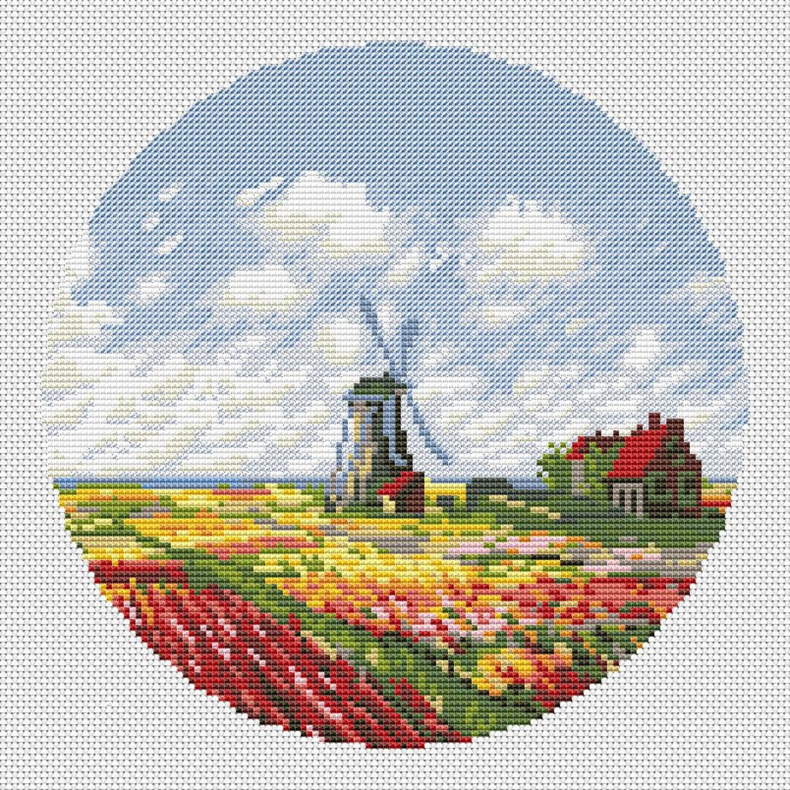 Monet cross stitch tulips field kit Monet cross stitch | Etsy