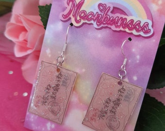 Chihiro’s card spirited away earrings, studio Ghibli inspired glittery hand painted resin