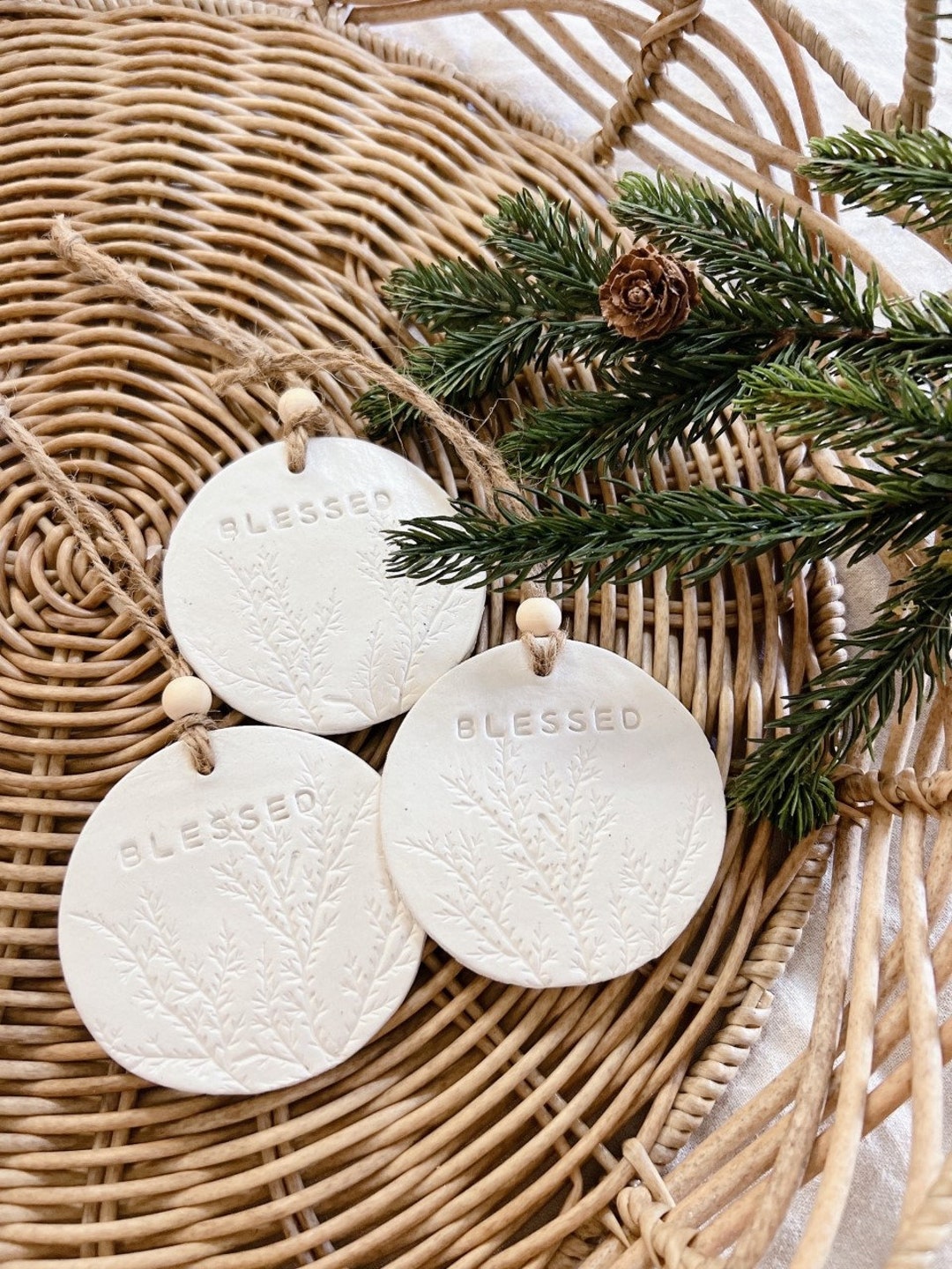 Handmade Clay Christmas Ornament Blessed Christmas Ornament Etsy