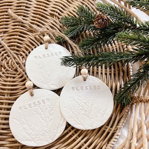 Handmade Clay Christmas Ornament, Blessed,| Christmas Ornament | Clay Ornament | Handmade Ornament | Minimalist Scandinavian Christmas