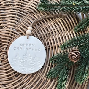 Handmade Clay Christmas Ornament, Merry Christmas, Christmas Ornament | Clay Ornament | Handmade Ornament, Minimalist Scandinavian Christmas