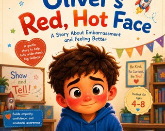 Oliver's Red Hot Face Story | Boek over verlegenheid bij kinderen (afdrukbare pdf)