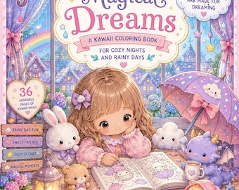 Kawaii-kleurboek voor kinderen | Afdrukbare pdf magische dromen (4-8 jaar)