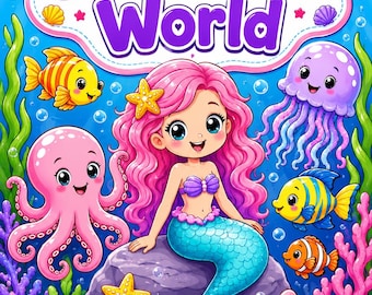 Kleurboek Onderwaterwereld | Activiteitenboek zeemeermin oceaan voor kinderen (digitale download)