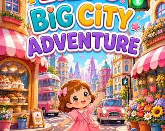 Kolorowanka dla dzieci: Wielka Miejska Przygoda Małej Lily | Urocze, przytulne miejskie sceny | Kolorowanki Kawaii Chibi | Do druku w formacie PDF