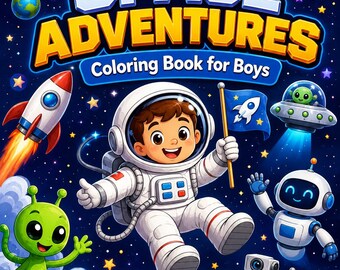 Kolorowanka z astronautami dla chłopców | Kosmos, rakiety, kosmici (do pobrania w formacie PDF)