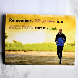 Remember, foster parenting is not a sprint, Encouragement card, Foster parent card, Foster care card