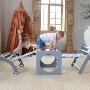 Beste houten Montessori klimdriehoekset, boogkussenkussen, klimboog, Driehoekklimmer, Indoor Climbing kinderen, Educatief speelgoed