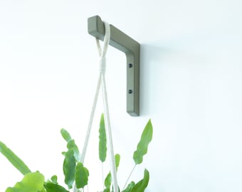 Indoor plant hanger, wooden plant bracket for wall - STEM plant hook - sage / 2 sizes