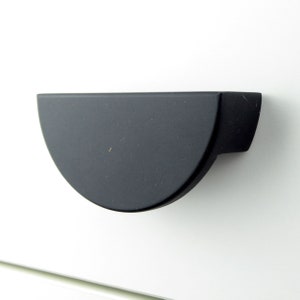 Half moon decorative handle, black minimalist cabinet pull, wooden handle - single
