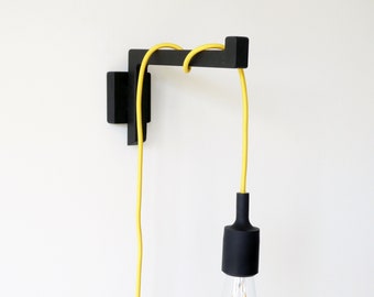 Wall light bracket, handcrafted wooden wall hook for plug in pendant - LUMEN - various colours