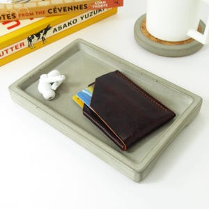 Rectangular concrete tray: Minimalist bedside or hallway organiser, handmade trinket tray