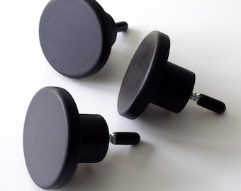 Perchero de pared redondo de madera negra para colgar abrigos: Perchero minimalista hecho a mano para batas, ideal para organizar el recibidor.