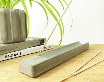 Long concrete incense holder: Handmade incense burner, minimalist home decor, meditation gift