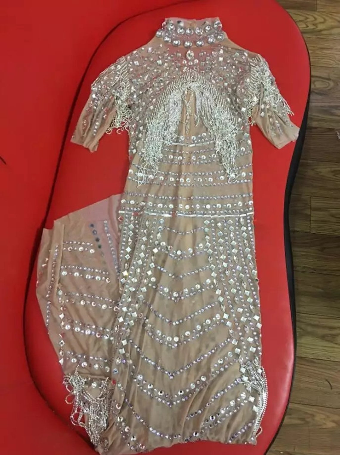 New Crystal Chains Rhinestones Dress Etsy