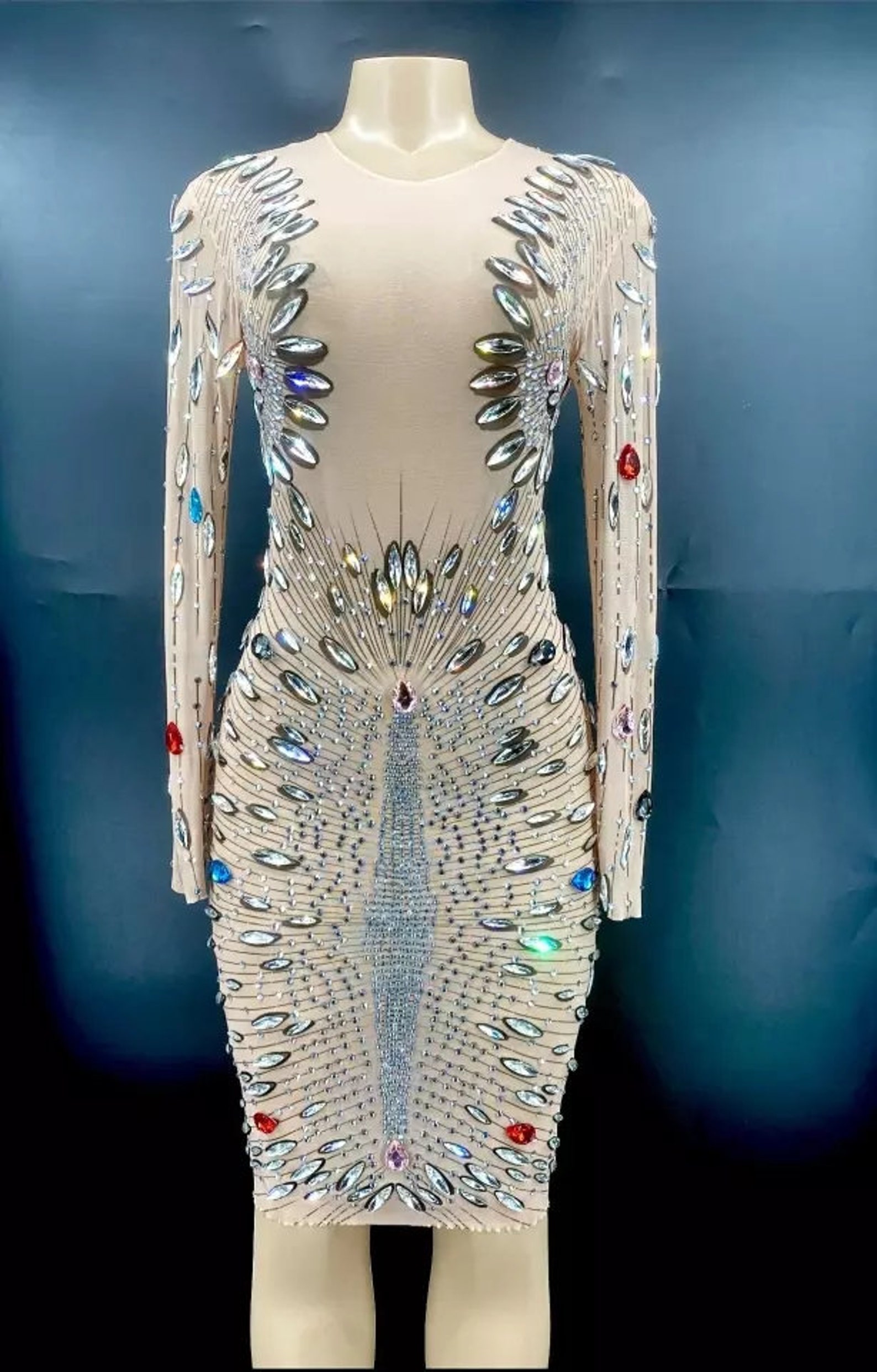 Multicolor Crystals Dress Etsy