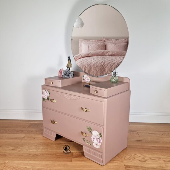Vintage Pink Bedroom Dressing Table Vanity With Mirror Custom Order Etsy UK