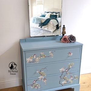 Vintage Light Blue Bedroom Dresser Chest of Drawers Dressing Table With ...
