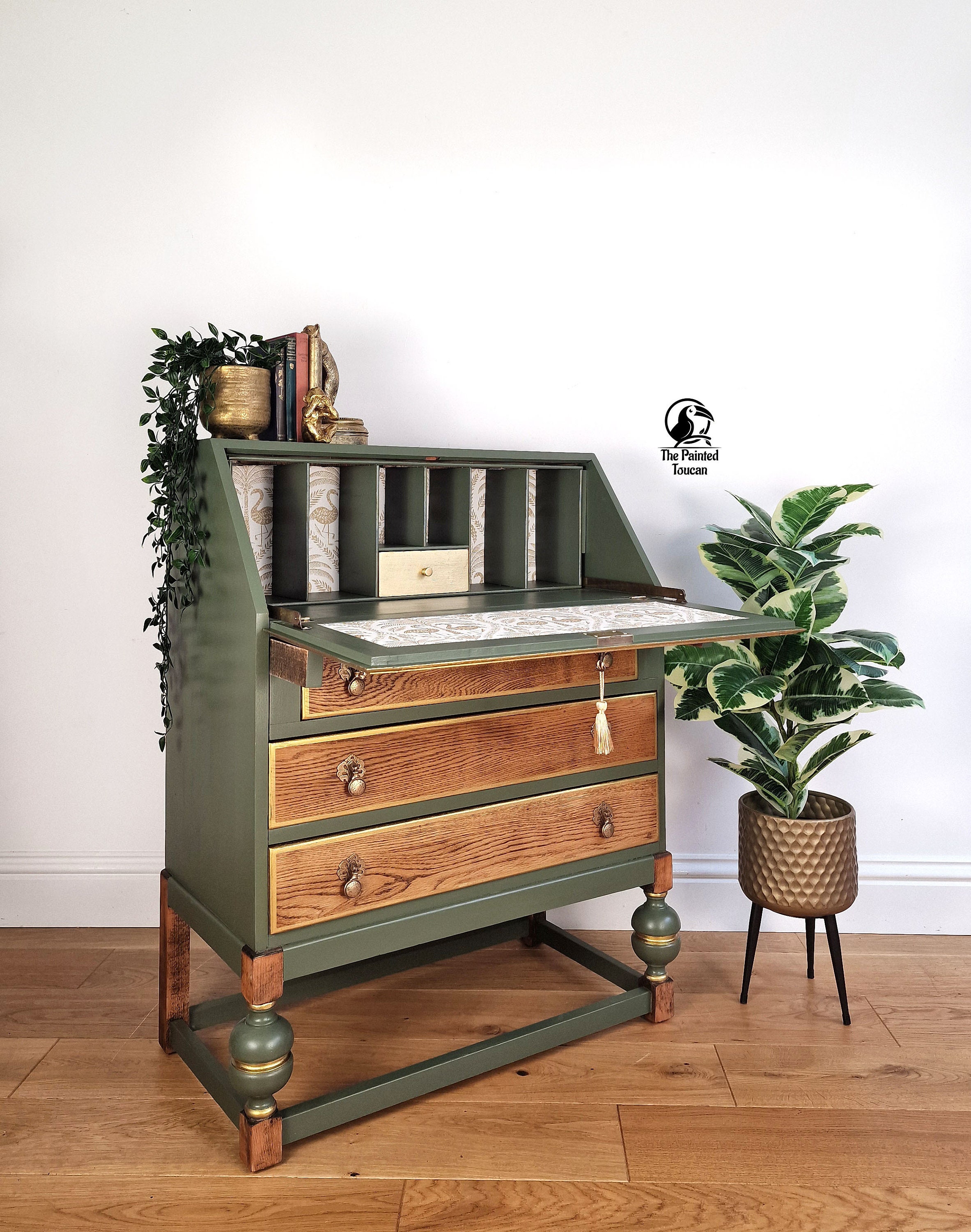 Light oak writing bureau discount