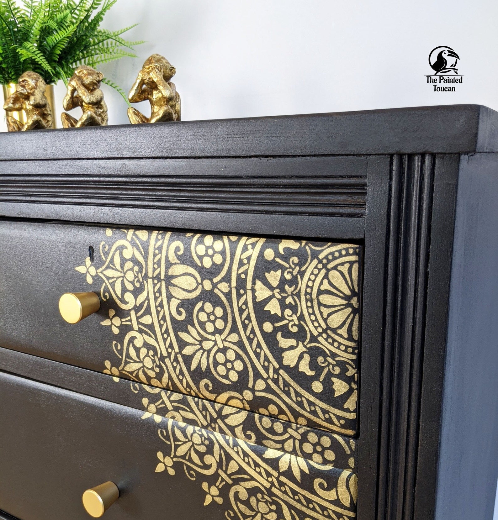 Vintage Black and Gold Chest of Drawers Custom Order Etsy UK