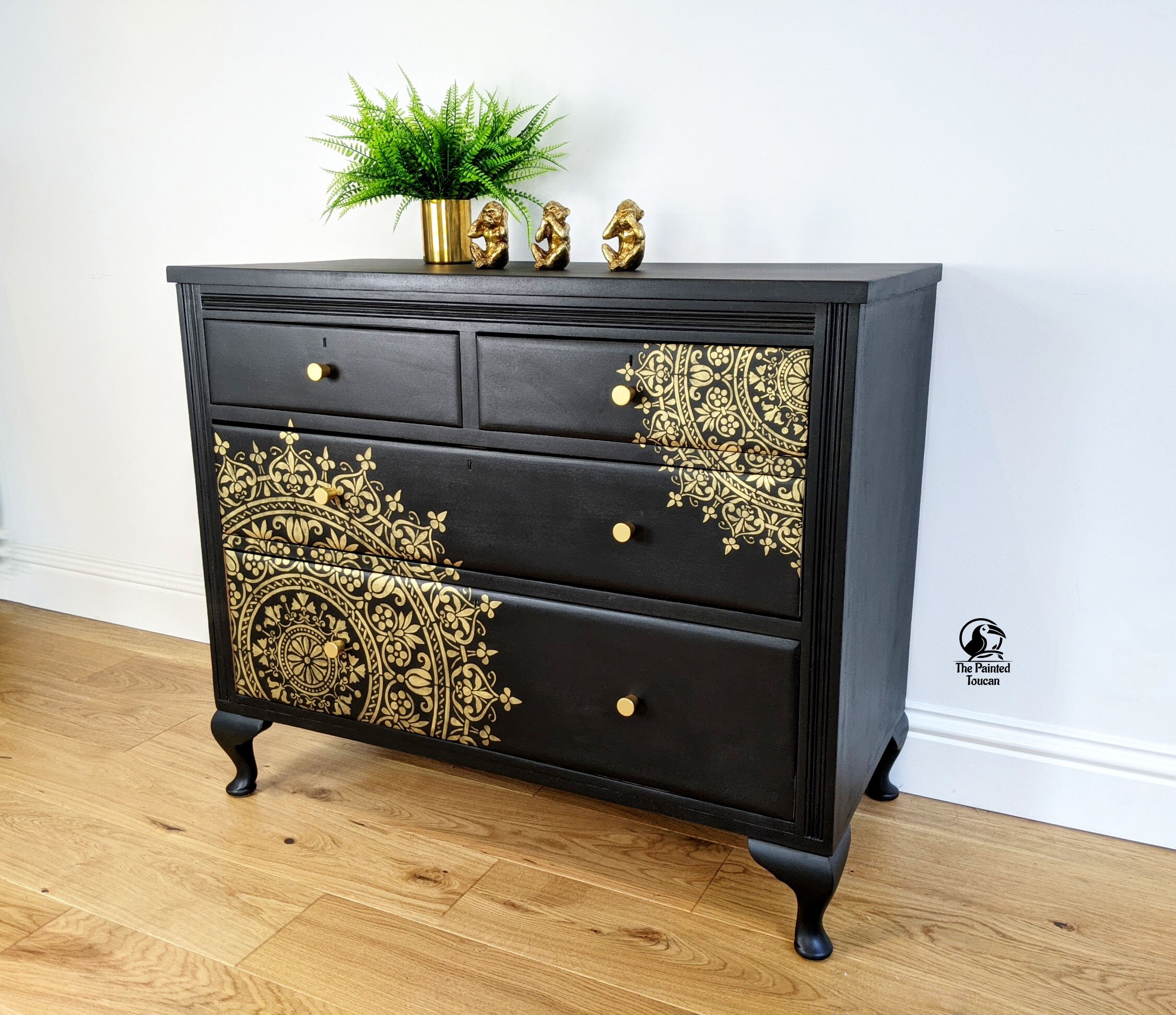 Vintage Black and Gold Chest of Drawers Custom Order Etsy UK