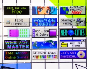 Pegatina retro de internet / Pegatina de botón web de 88 x 31 / Decoración de computadora Y2K / Años 2000 / Años 90 / Retrowave / Pegatina impermeable / Pegatina para computadora portátil