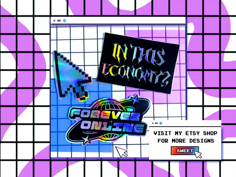 Vaporwave Mini Disc Sticker: Holographic Y2K Retro Tech image 3