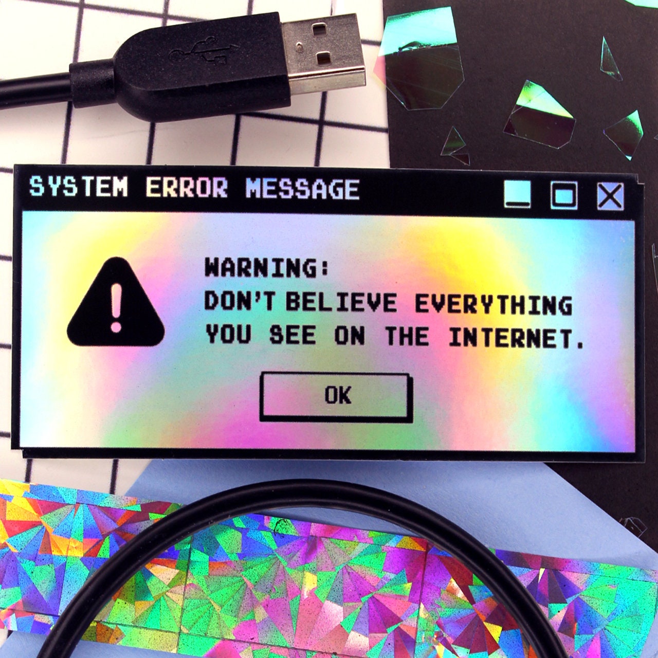 Holographic Cyber Y2K Aesthetic Sticker : r/artstore