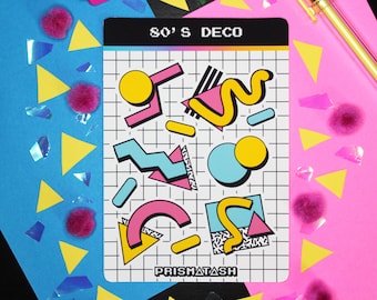 80s Retro Sticker Sheet: Memphis Design Planner Stickers