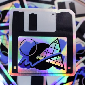 Holographic Floppy Disk Sticker: 90's Vaporwave Retro Tech image 3