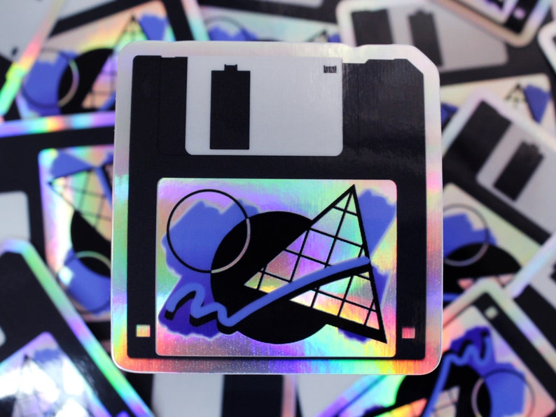 Holographic Floppy Disk Sticker: 90's Vaporwave Retro Tech image 3