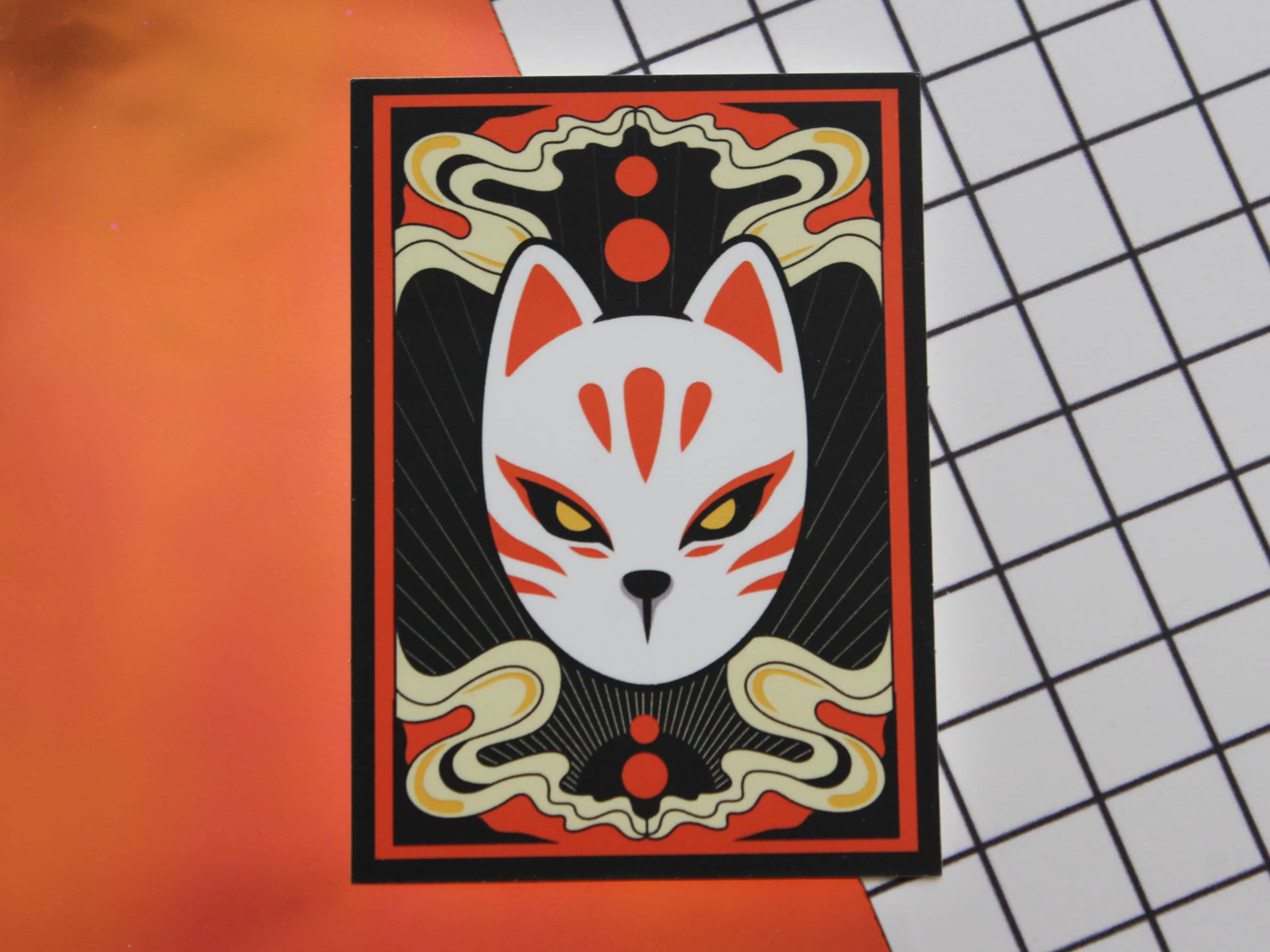 Yokai Kitsune Sticker Fox Mask Kitsune Mask Sticker Etsy