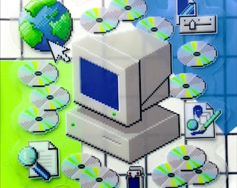 Computer Aufkleber | Alte Web | Retro-PC | Kern | Cyberkern | Technik Geschenk | Geekige Pixel Art