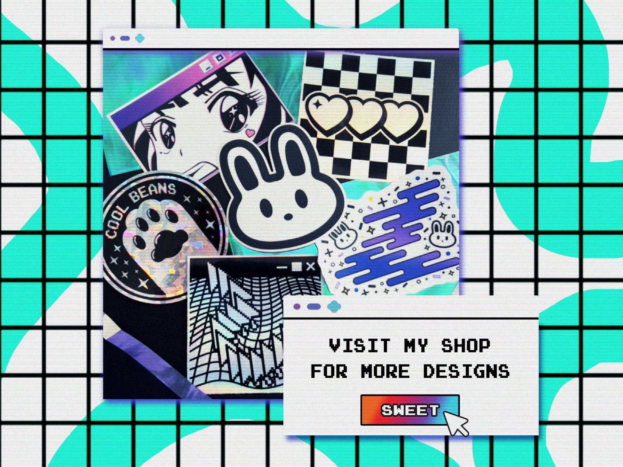 Y2K | Cyber Anime Girl Sticker | Anime Girl Gift | Vaporwave