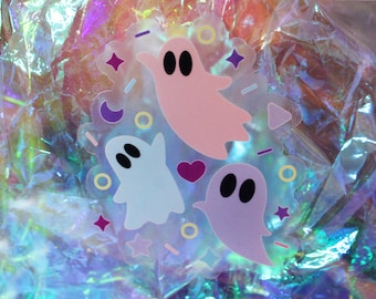 Pastel Halloween Ghost Sticker: Kawaii Waterproof Art