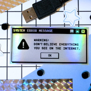 Computer Error Sticker | Y2K Aesthetic | Holographic Sticker | Kindle Vinyl Sticker | Cyberpunk | Cybercore | Webcore | Laptop Sticker