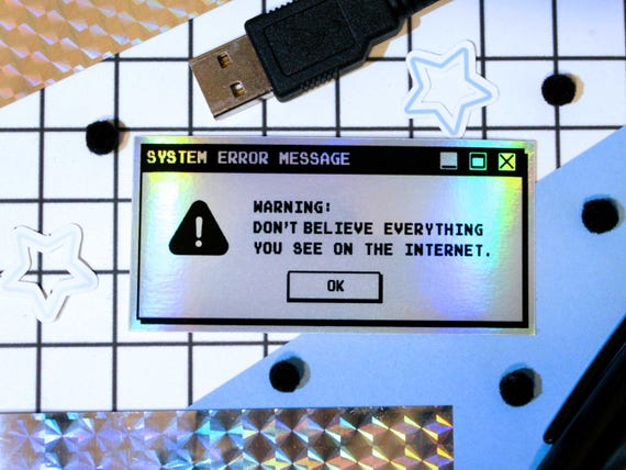 Computer Error Sticker | Y2K Aesthetic | Holographic Sticker | Kindle Vinyl Sticker | Cyberpunk | Cybercore | Webcore | Laptop Sticker