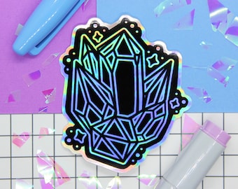 Holographic Crystal Sticker | Geology Gift | Bold Sticker Art | Waterproof bottle Stickers