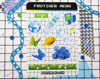Frutiger Aero Aesthetic Sticker Sheet | Y2K Journal Planner Stickers