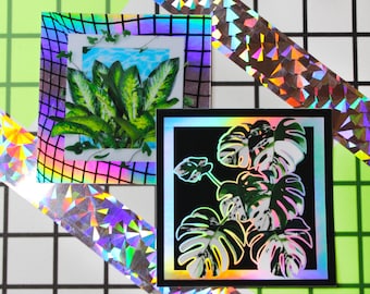 Holographic Tropical Plant Sticker Pack: Flora Art