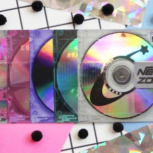 Vaporwave Sticker, Y2K Vibes Sticker, Holo CD Sticker, Vaporwave Gift, Mini Disk, Retro Tech Sticker, Cool Holo Sticker, Vaporwave Art