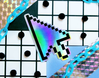 Sticker flèche holographique informatique | Esthétique Cybercore | art de l'an 2000 | Webcore | Internetcore | Technologie rétro | Cadeaux sympas | 2000 Nostalgie |