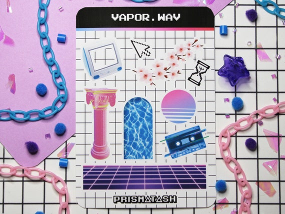 Vaporwave Sticker Sheet | Retro Aesthetic Planner Stickers