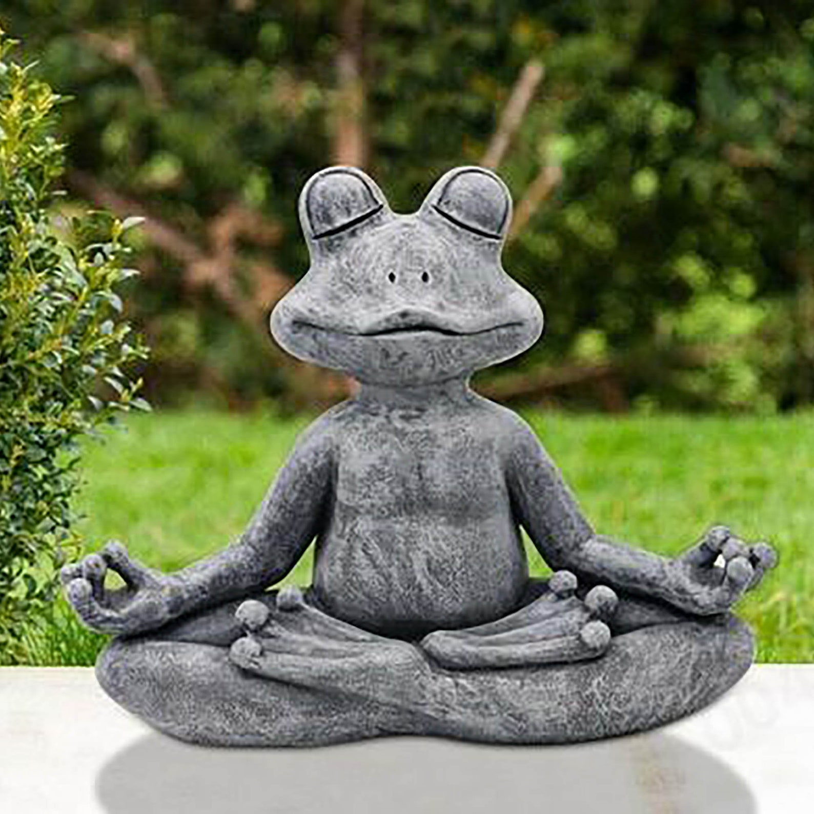 Frosch Statue Marsianer mit Stein Garten Figur Resin Haus