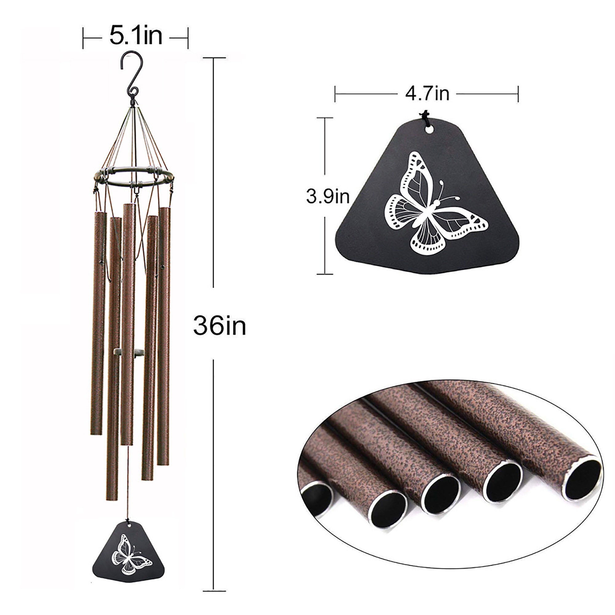 Classic Metal Wind Chime With Triangle 36’’ Patio | Etsy