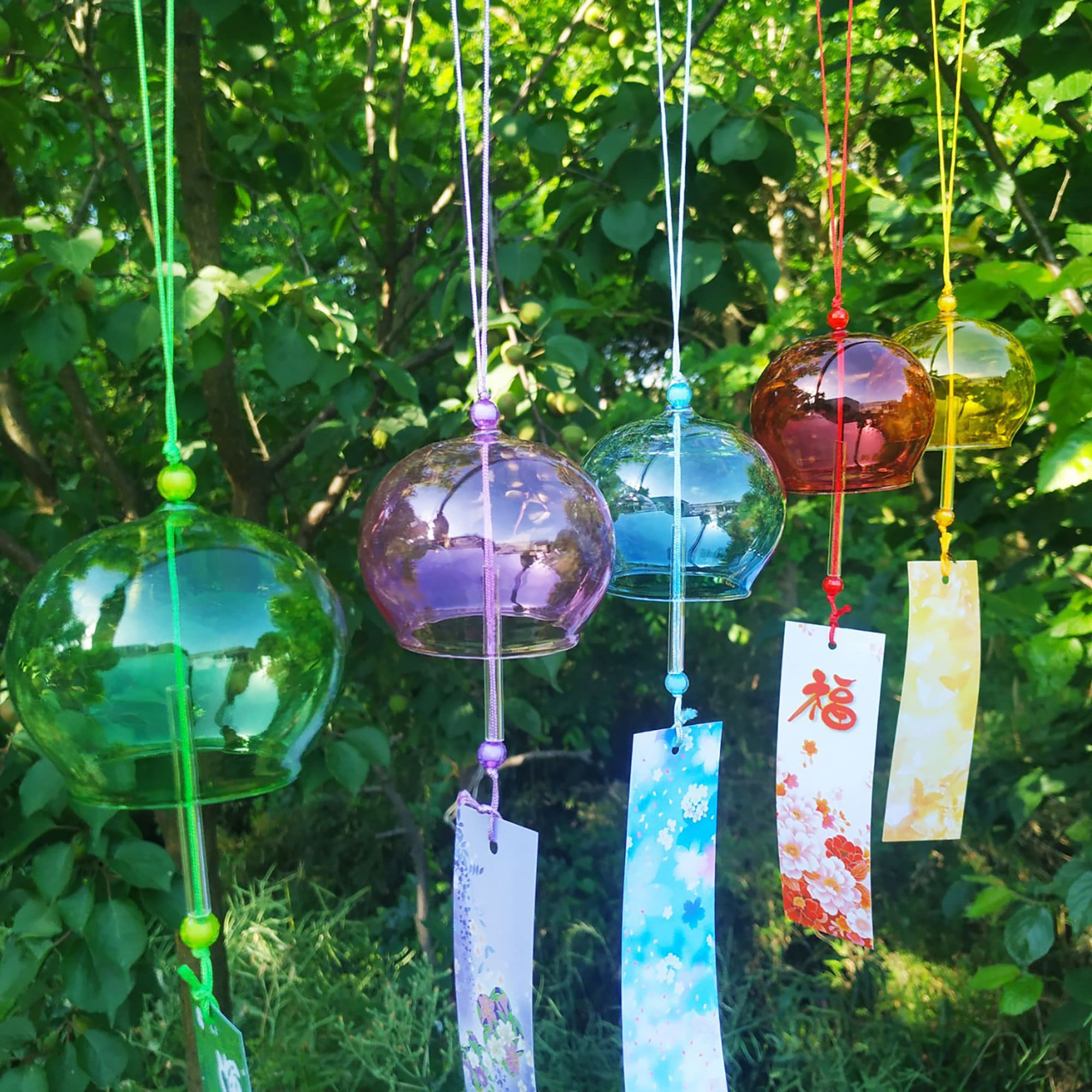 Colorful Glass Japanese Style Wind Chime 35cm Patio Small Etsy