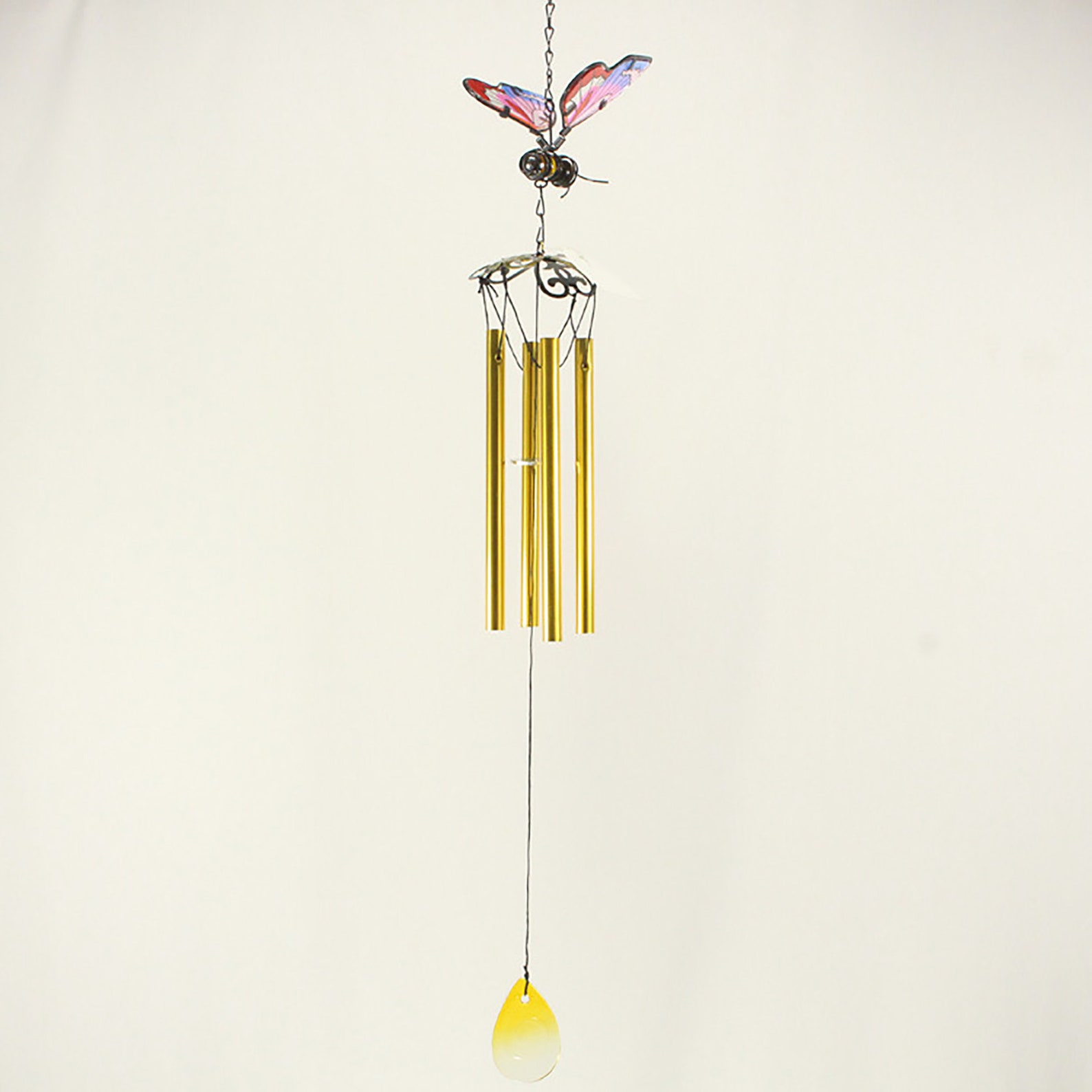 Classical Metal Wind Chime With Glass Butterfly Patio Small Etsy