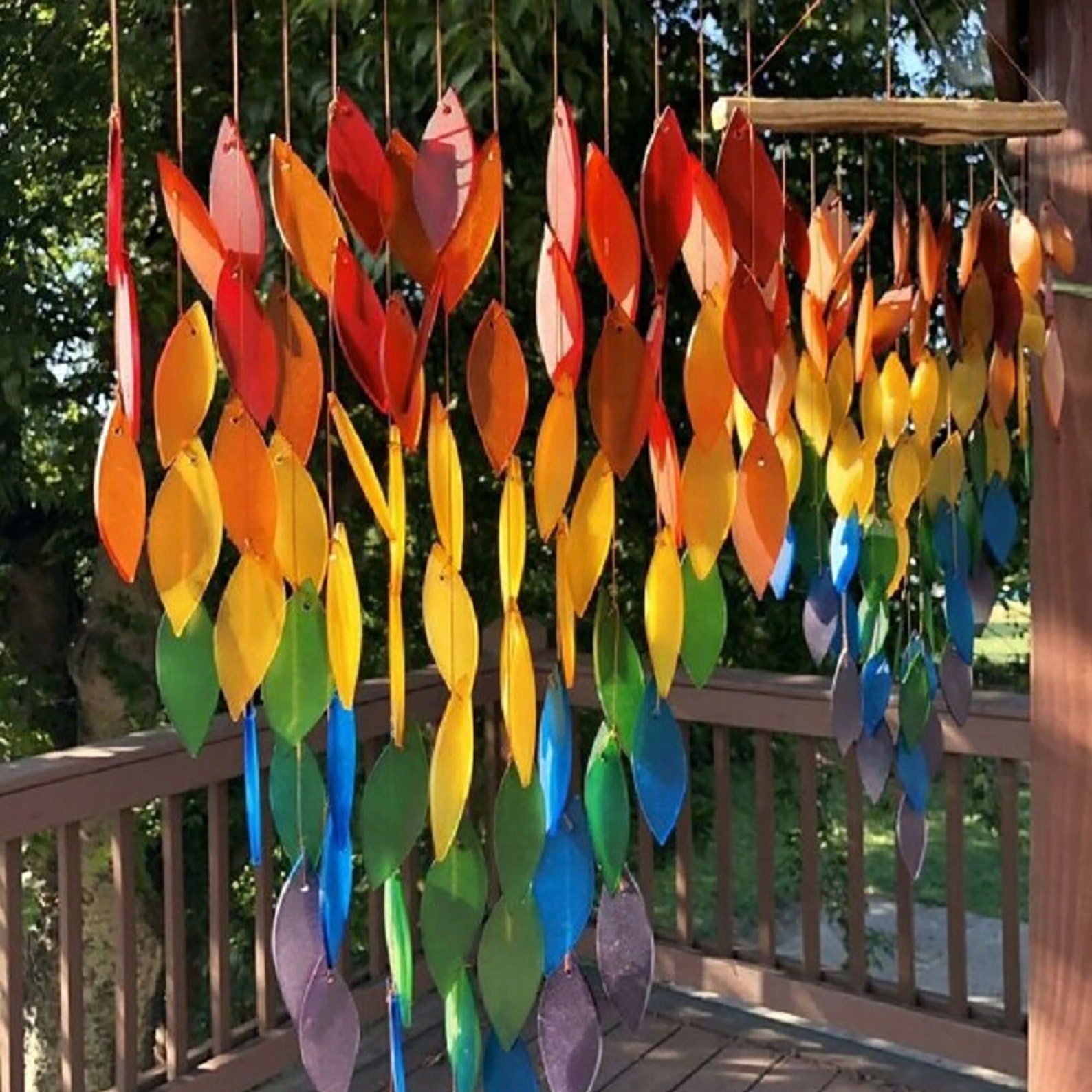 Rainbow Maple Leaves Wind Chime Without Bell Colorful Wind | Etsy