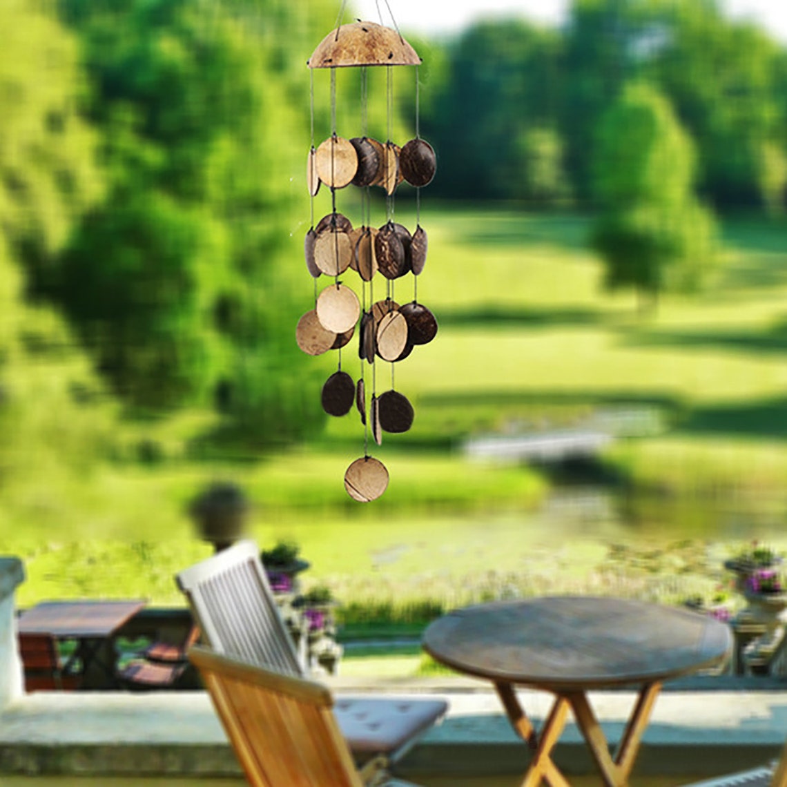 Retro Natural Coconut Shell Wind Chime Handmade Wind Chime Etsy