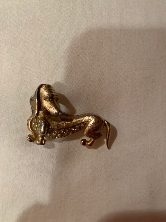 Vintage 1950's Goldtone Dachshund - image 1